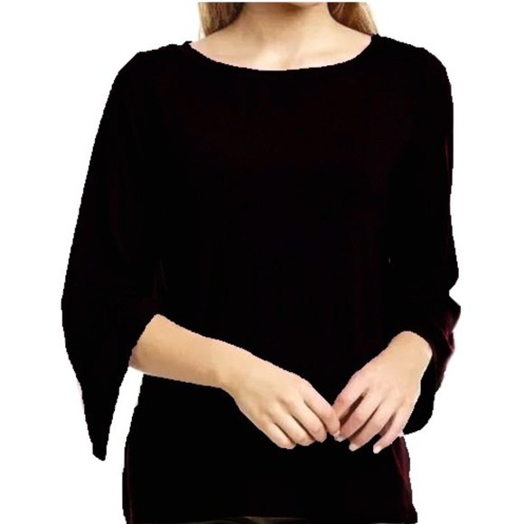 Eileen Fisher Tops - Eileen Fisher Black Jersey Jewel Neck Flare Sleeve Top Size 1X